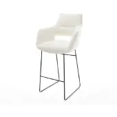 DELIFE Barstuhl Yago-Flex Bouclé Soft Beige Kufengestell Metall Schwarz Taschenfederkern
