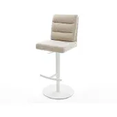 DELIFE Barstuhl Pela-Flex Webstoff Soft Beige Drehfuß höhenverstellbar Metall Weiß