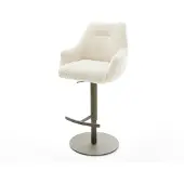 DELIFE Barstuhl Alja-Flex Teddystoff Beige Drehfuß höhenverstellbar Metall Titanfarben Taschenfederkern