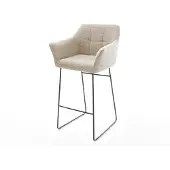 DELIFE Barstuhl Yulo-Flex Webstoff Soft Beige Kufengestell Metall Schwarz