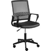 Beliani Bürostuhl Schwarz Netzstoff Atmungsaktiv Drehbar Höhenverstellbar mit Armlehnen Modernes Design Computer Drehstuhl für Homeoffice Büro