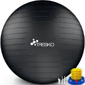 Tresko Gymnastikball Anti-Burst, mit Luftpumpe, Ø 65 cm, schwarz, belastbar bis 300 kg