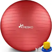 Tresko Gymnastikball Anti-Burst, mit Luftpumpe, Ø 85 cm, rot, belastbar bis 300 kg