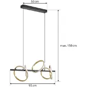 LUCANDE Hängelampe Madu , schwarz, für Wohn- / Esszimmer, Metall, Modern