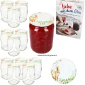 MamboCat 12er Set Sturzglas 720ml Einmachglas Osterfreude Deckel Ostern Hase Rezept-Heft