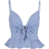 Urban Classics Ladies Waffle Pique Ruffle Top - 137877