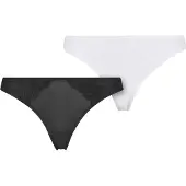 Urban Classics Ladies Lace Tanga 2-Pack black+white XL