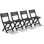 Mojawo 4x Gartenstuhl Klappstuhl Campingstuhl Kunststoff Anthrazit Wetterfest