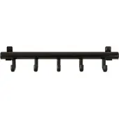 Proregal Kompakte Aluminium Wandgarderobe mit 5 Kunststoffhaken | HxBxT 10x50x7,5cm | Schwarz