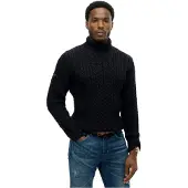Superdry für Herren. M6110673A Jacob Cable Roll navy Pullover (XXL), Lässig, Wolle, Langarm, Marine