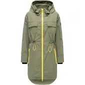 MARIKOO Damen Mantel Übergangsjacke Trüffelbonbon mit Kapuze