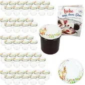 MamboCat 50er Set Sturzglas 350ml Einmachglas Osterfreude Deckel Ostern Hase Rezept-Heft
