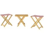 Erst-Holz Klappstuhl Anglerstuhl Gartenstuhl Buche massiv Stoff rot-weiß Set wählbar V-10-216N-14Doppelpack mit Tisch