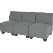 Mendler Modular 3-Sitzer Sofa Couch Moncalieri, Stoff/Textil grau, ohne Armlehnen