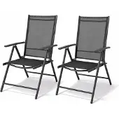 Mojawo 2 Stk. Garten Klappstuhl Aluminium - Textilen Anthrazit / Anthrazit