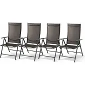 Mojawo 4 Stk. Garten Klappstuhl Aluminium - Textilen Anthrazit / Anthrazit