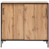 Proregal Schiebetürenschrank Panda HxBxT 96 x 100 x 41 cm 2 Fächern & 2 Schiebetüren Eiche