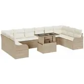 vidaXL Gartensofa-set 11 stk. 10-Sitzanzahl Beige Poly Rattan