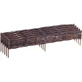 Relaxdays Beeteinfassung, Weide, 5er Set, HxB: 10 x 100 cm, zum Stecken, Beet & Rasen, niedrige Beetumrandung, braun
