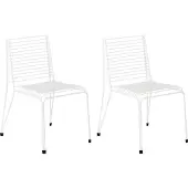 Beliani Gartenstuhl 2er Set Weiß Metall Gitter-Optik Stapelbar ohne Armlehnen Modernes Design Metallstuhl für Esszimmer Küche Terrasse Balkon