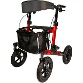 Arvo Outdoor Rollator, Rot, max. 136 kg Benutzergewicht, Länge 80,5 cm, Breite 68 cm, Höhe 76,5-96 cm