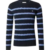 Gant Striped Cotton Cable C-neck Evening Blue Größe: L | Pullover Outlet | Herren | Blau