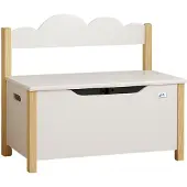 Coemo Truhe TRUDI mit Deckel Sitzbank für Kinder Spielzeugtruhe Weiß
