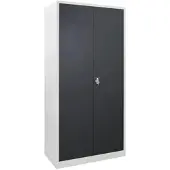 Proregal Flügeltürschrank Owl mit 4 Fachboden HxBxT 195 x 95 x 40 cm Lichtgrau Anthrazitgrau