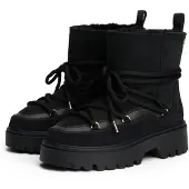 Tommy Hilfiger Winterboots "REAL SHEARLING LACEUP SNOWBOOT", Blockabsatz, Plateau, Schnürboots mit aufgesetzter Schnürung