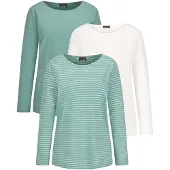 Goldner Kurzarmshirt "Kurzgröße Langarm 3er-Baumwollshirt-Set" U-Boot-Ausschnitt