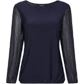 Goldner Langarmshirt "Edles Langarmoberteil mit Glitzerärmeln" Chiffon-Ärmel