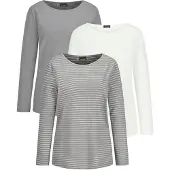 Goldner Kurzarmshirt "Kurzgröße Langarm 3er-Baumwollshirt-Set" U-Boot-Ausschnitt