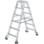 Proregal Stufen-Stehleiter beidseitig begehbar mit Rollen 2x6 Stufen