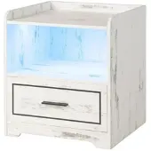 Costway Nachttisch 2er Set mit Led Licht & Usb & Typ-C Weiß