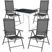 Mojawo 5-tlg Camping Set Gartenmöbel Campingtisch + 4 Campingstuhl Klappstuhl