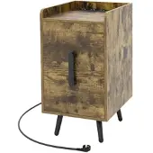 Costway Nachttisch mit Ladestation 32 x 40 x 60 cm Braun