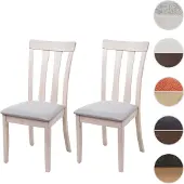 Mendler 2er-Set Esszimmerstuhl HWC-G46, Küchenstuhl Stuhl, Stoff/Textil Massiv-Holz helles Gestell, grau