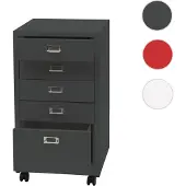 Mendler Rollcontainer HWC-L49, Schubladenschrank Stahlschrank Aktenschrank, Metall 75x40x41cm 5 Schubladen ~ dunkelgrau