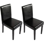 Mendler 2er-Set Esszimmerstuhl Stuhl Küchenstuhl Littau Kunstleder, schwarz, dunkle Beine