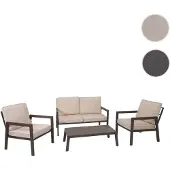 Mendler Garnitur HWC-L64, Gartenlounge Gartengarnitur Lounge-Set Sitzgruppe Sofa, Metall Polster creme-weiß