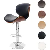 Mendler Barhocker Foxrock, Barstuhl, Holz Bugholz Retro-Design Walnuss-Optik, Kunstleder schwarz