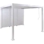 Mendler Pergola MCW-P65 mit 3x Lamellenwand, Terrassenüberdachung Garten Lamellen-Pavillon, 10cm-Alu-Gestell 3x3m weiß
