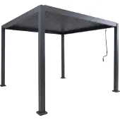 Mendler Pergola MCW-P65, Terrassenüberdachung Gartenpavillon Lamellen-Pavillon, 10cm-Aluminium-Gestell 3x3m anthrazit