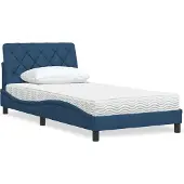 vidaXL Bett mit Matratze Blau 200x200 cm Stoff