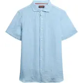 Superdry für Herren. M4010937A Kurzärmeliges Leinenhemd Vacation blau (XL), Lässig, Kurzarm