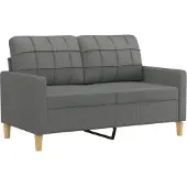 vidaXL 2-tlg. Sofagarnitur mit Kissen Dunkelgrau Stoff
