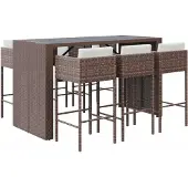 vidaXL 7-tlg. Gartenbar-Set mit Kissen Braun Poly Rattan