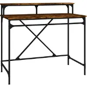 vidaXL Schreibtisch Räuchereiche 100x50x90 cm Holzwerkstoff und Eisen