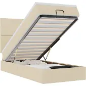 vidaXL Ottomane Bett mit Matratze & LEDs Creme 90x200 cm Stoff