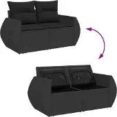 vidaXL Gartensofa-set 10 stk. 10-Sitzanzahl Schwarz Poly Rattan